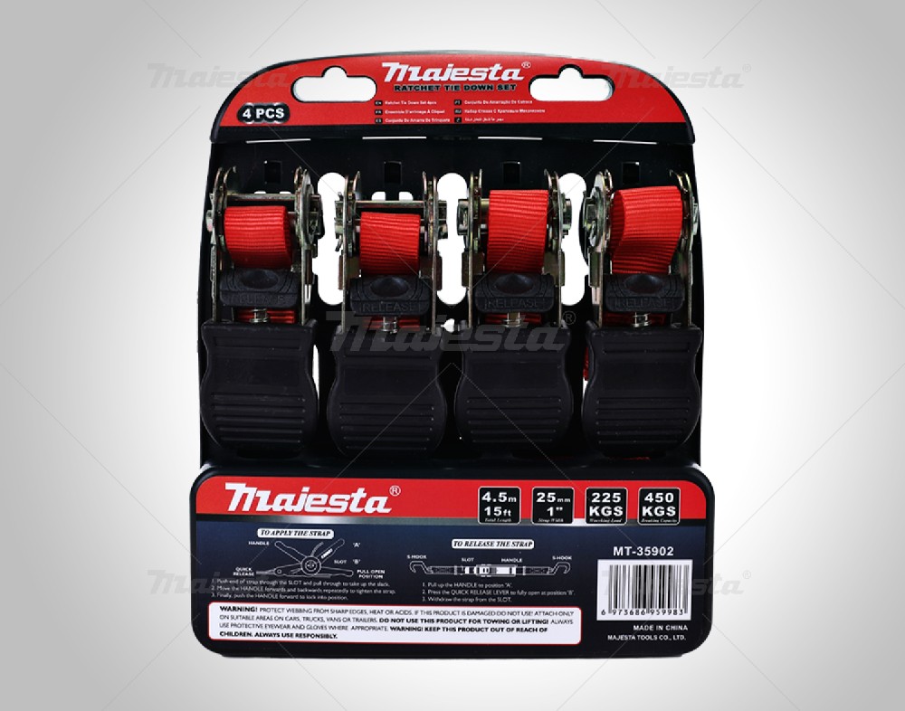 4PCS RATCHET TIE DOWN SET